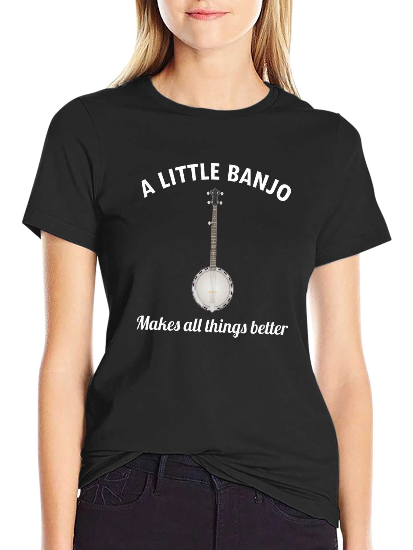 Camiseta Negra A Little Banjo Makes Things Better