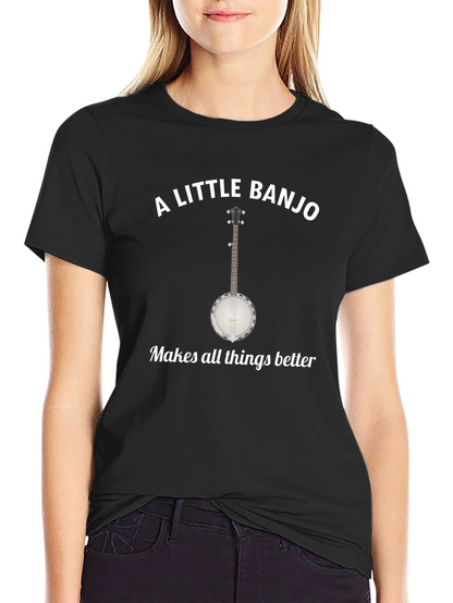 Camiseta Negra A Little Banjo Makes Things Better
