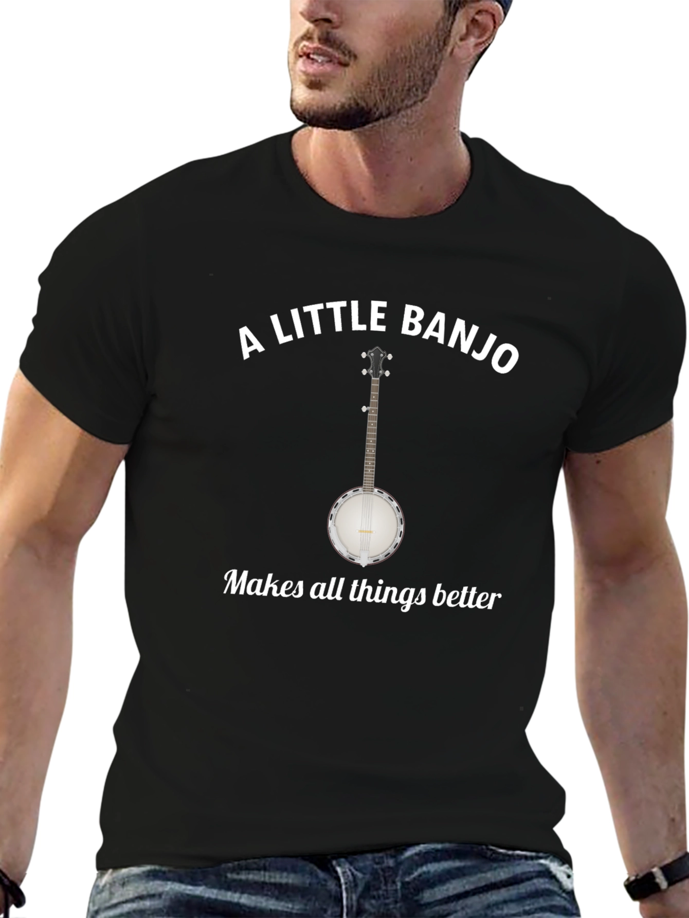 Camiseta Negra A Little Banjo Makes Things Better