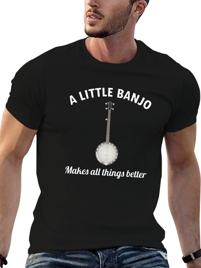 Camiseta Negra A Little Banjo Makes Things Better