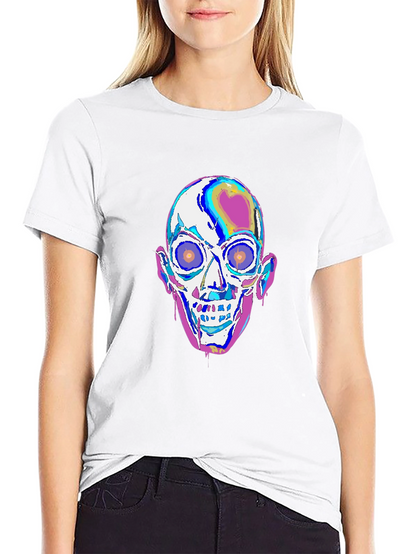 Camiseta Negra con Diseño de Calavera Psicodélica