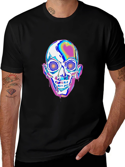 Camiseta Negra con Diseño de Calavera Psicodélica