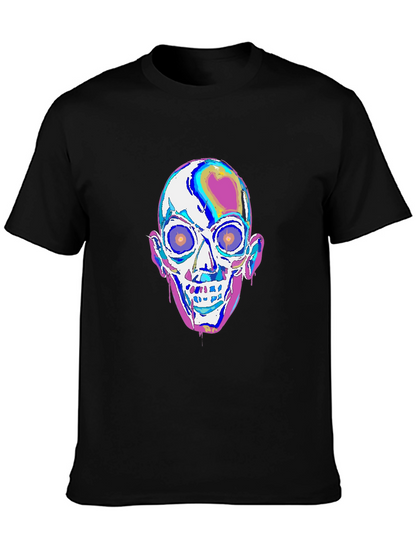 Camiseta Negra con Diseño de Calavera Psicodélica