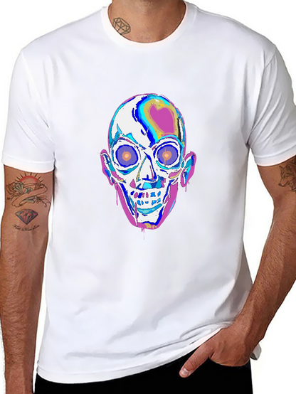 Camiseta Negra con Diseño de Calavera Psicodélica