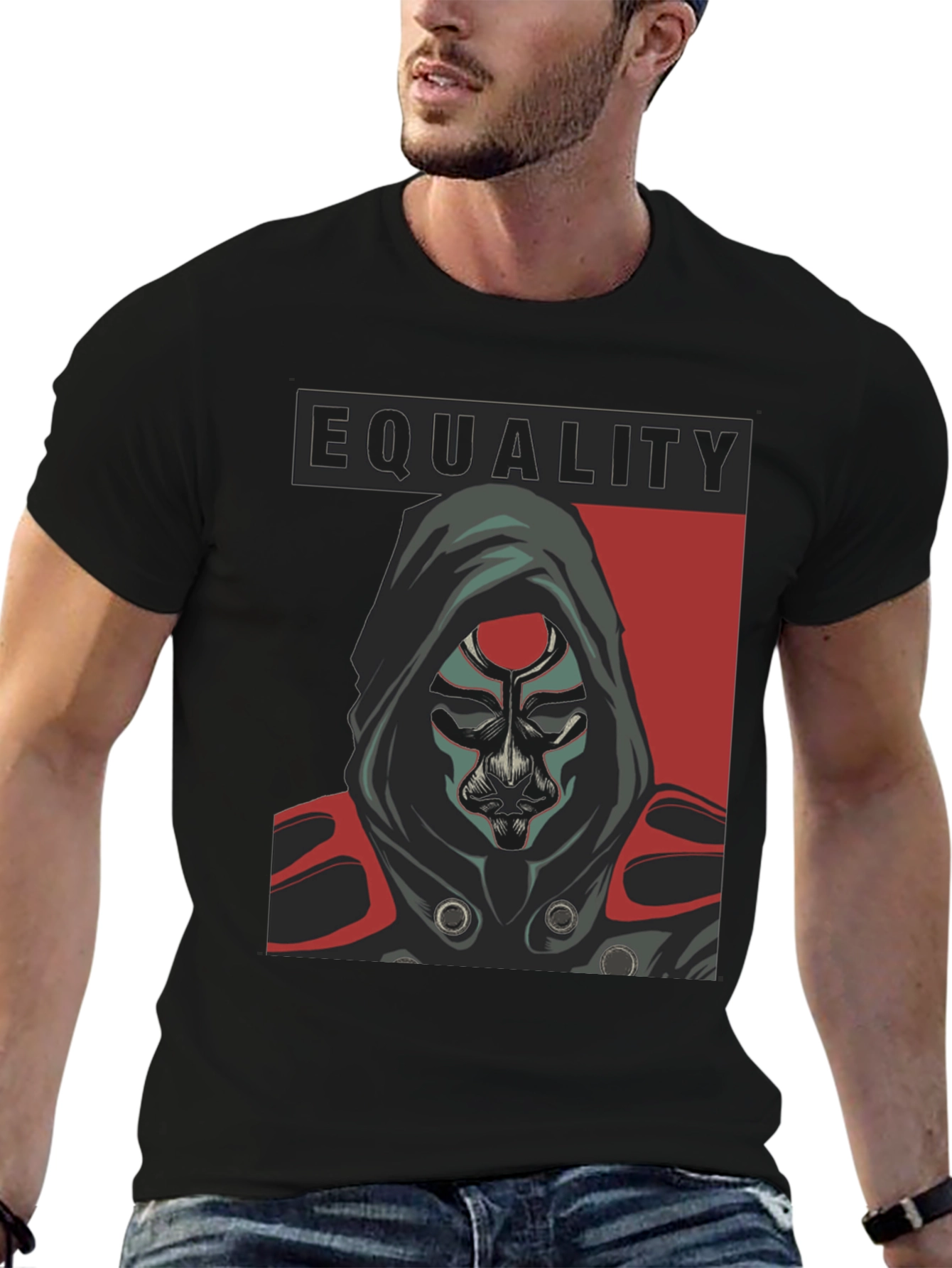 Camiseta Negra Igualdad con Diseño Enigmático