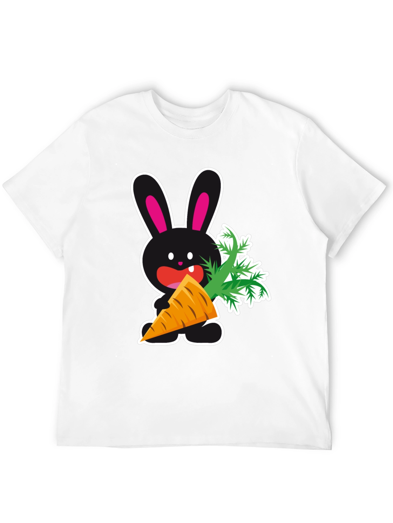 Camiseta Negra con Conejo y Zanahoria Divertida
