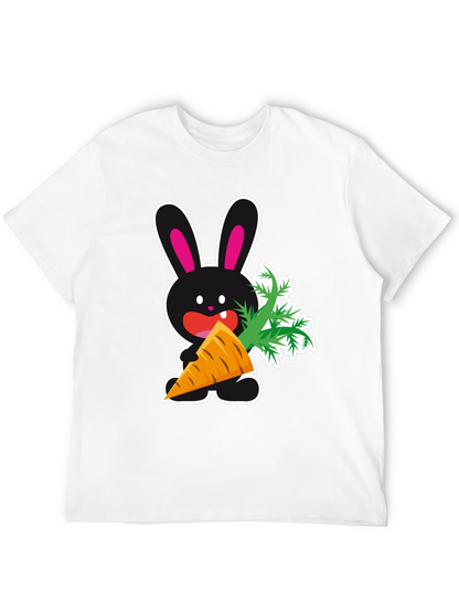 Camiseta Negra con Conejo y Zanahoria Divertida