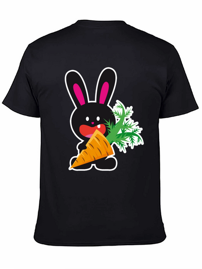 Camiseta Negra con Conejo y Zanahoria Divertida
