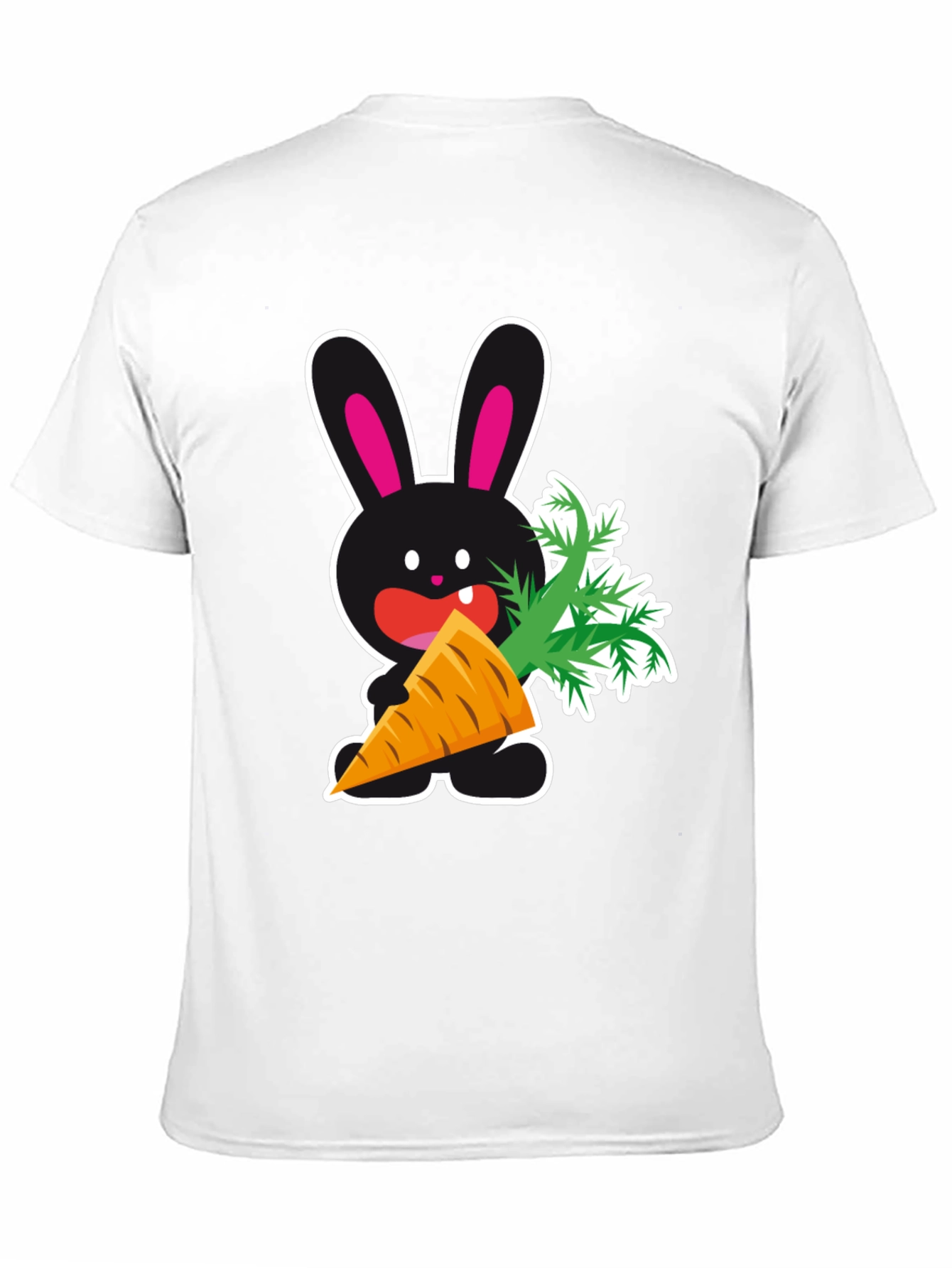 Camiseta Negra con Conejo y Zanahoria Divertida