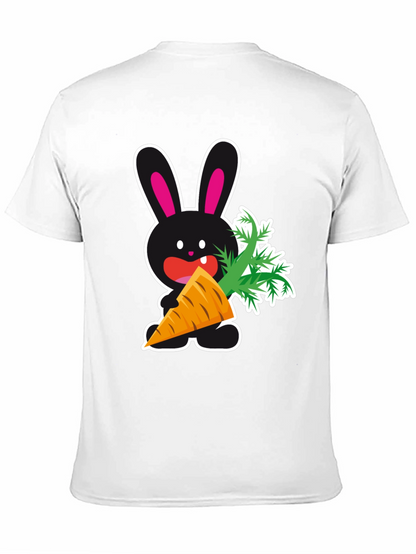Camiseta Negra con Conejo y Zanahoria Divertida