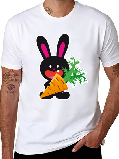 Camiseta Negra con Conejo y Zanahoria Divertida