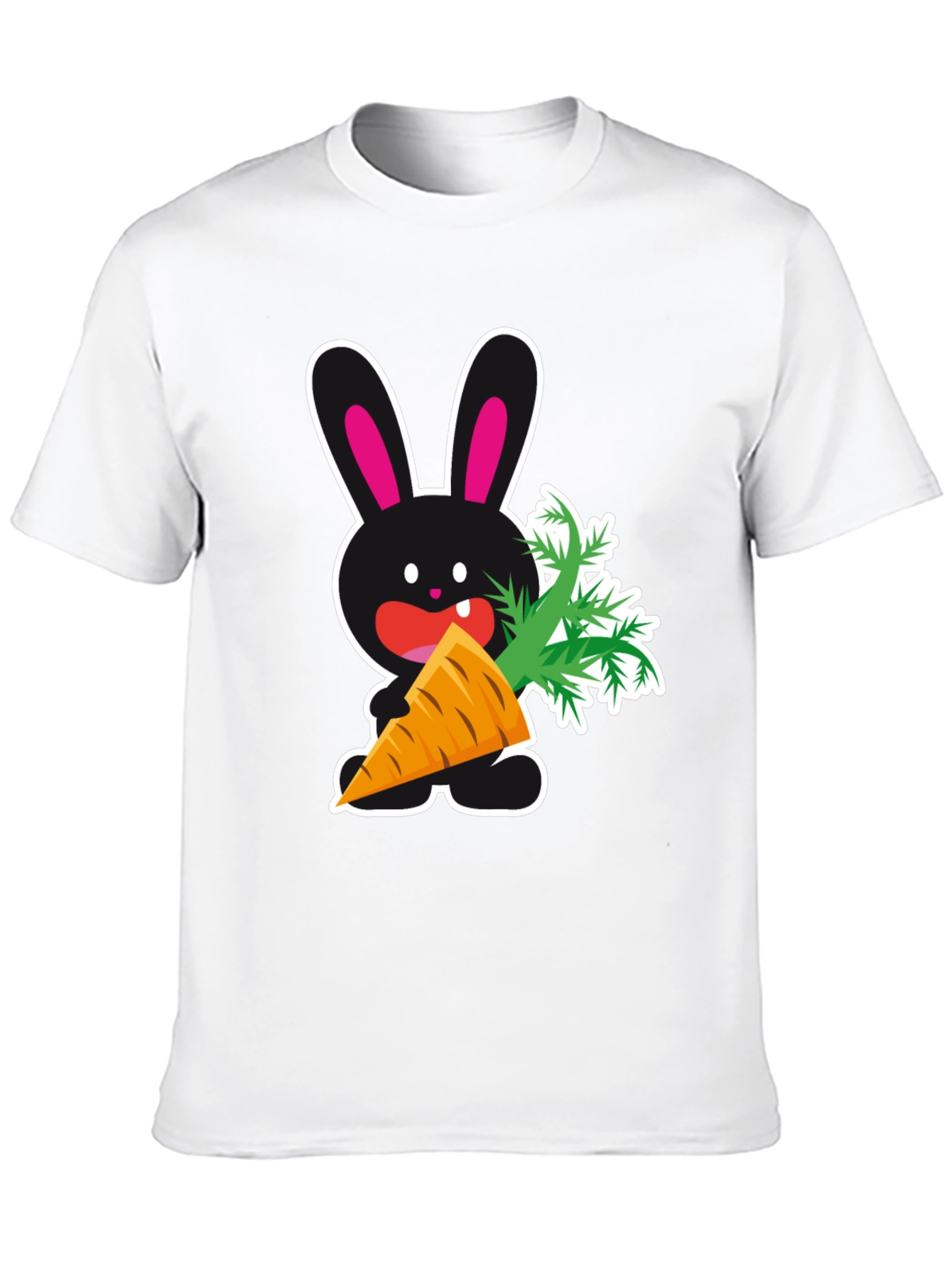 Camiseta Negra con Conejo y Zanahoria Divertida