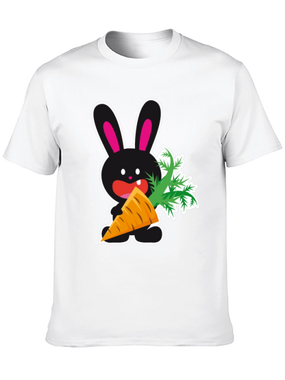 Camiseta Negra con Conejo y Zanahoria Divertida