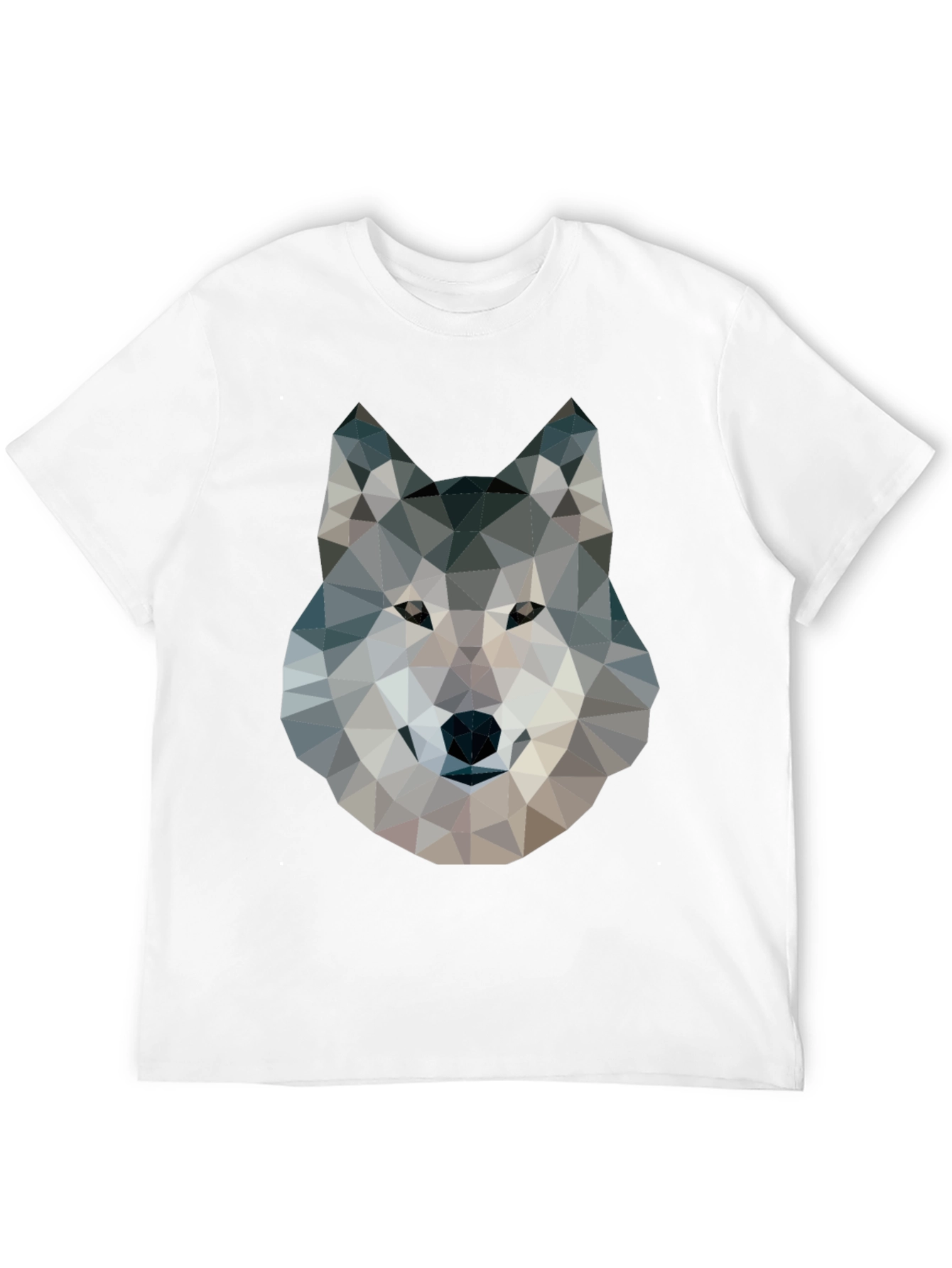 Camiseta Negra con Diseño de Lobo Geométrico
