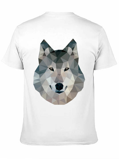 Camiseta Negra con Diseño de Lobo Geométrico