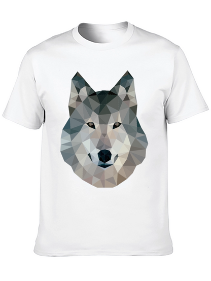 Camiseta Negra con Diseño de Lobo Geométrico