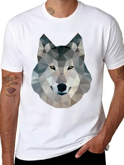 Camiseta Negra con Diseño de Lobo Geométrico