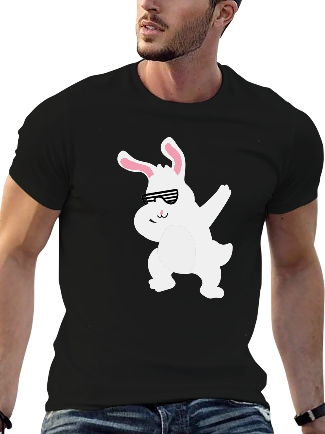 Camiseta Negra con Conejo Dabbing
