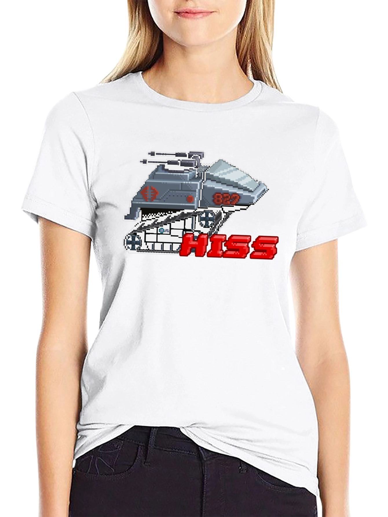 Camiseta Negra Pixelada HISS Cobra para Hombre