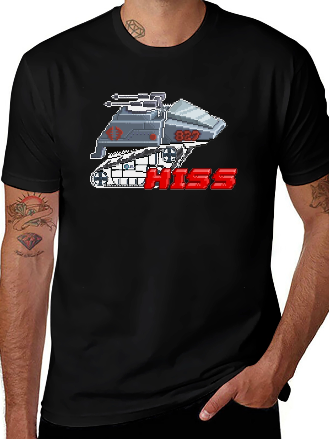 Camiseta Negra Pixelada HISS Cobra para Hombre
