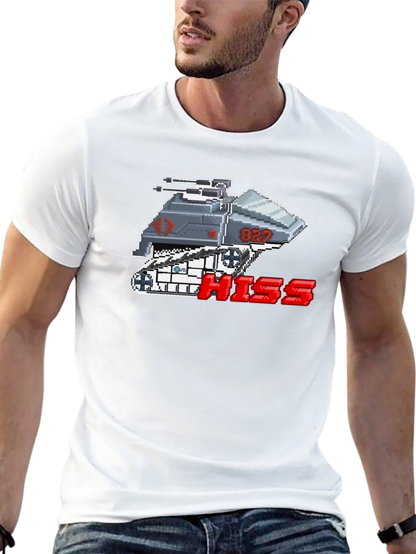 Camiseta Negra Pixelada HISS Cobra para Hombre