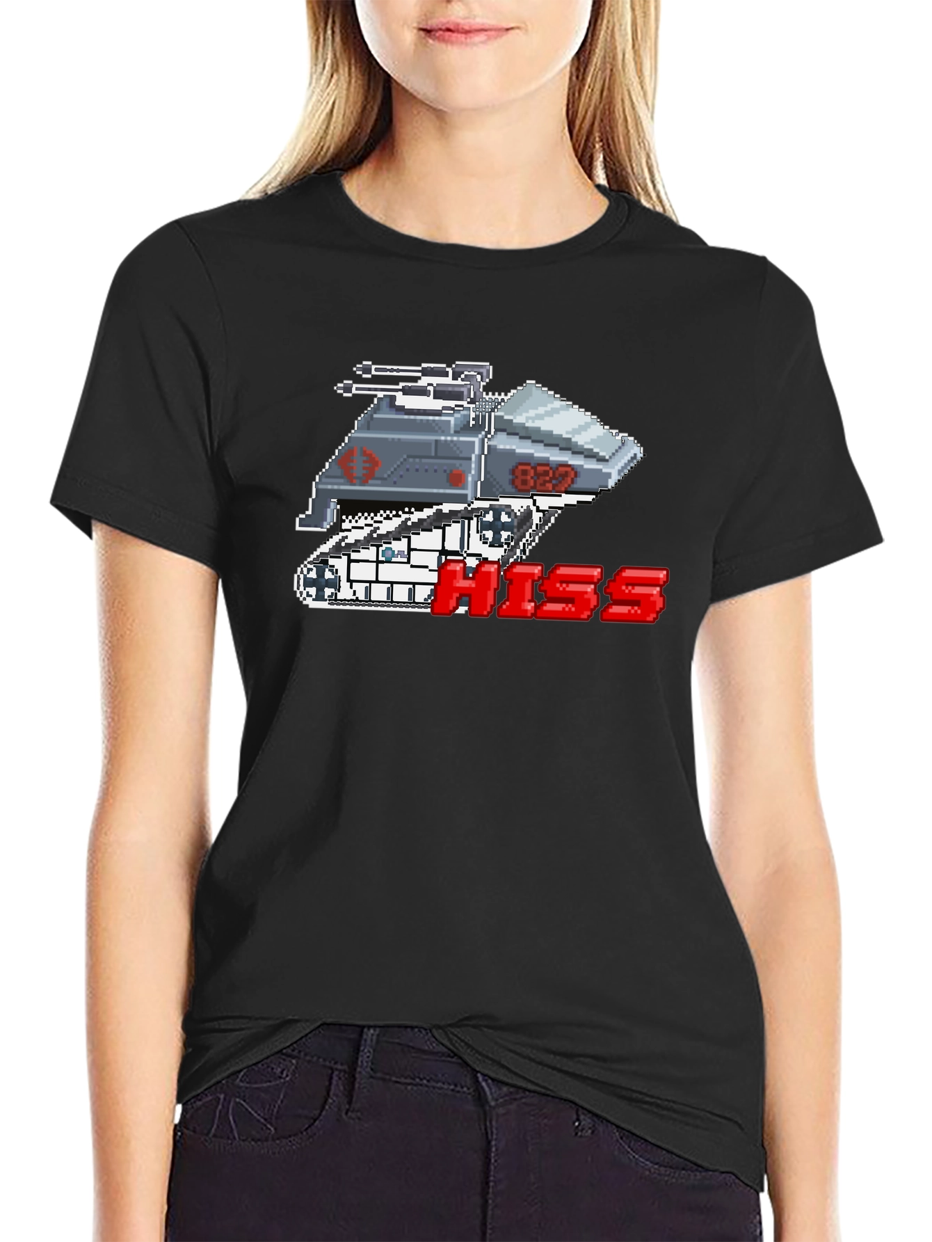 Camiseta Negra Pixelada HISS Cobra para Hombre