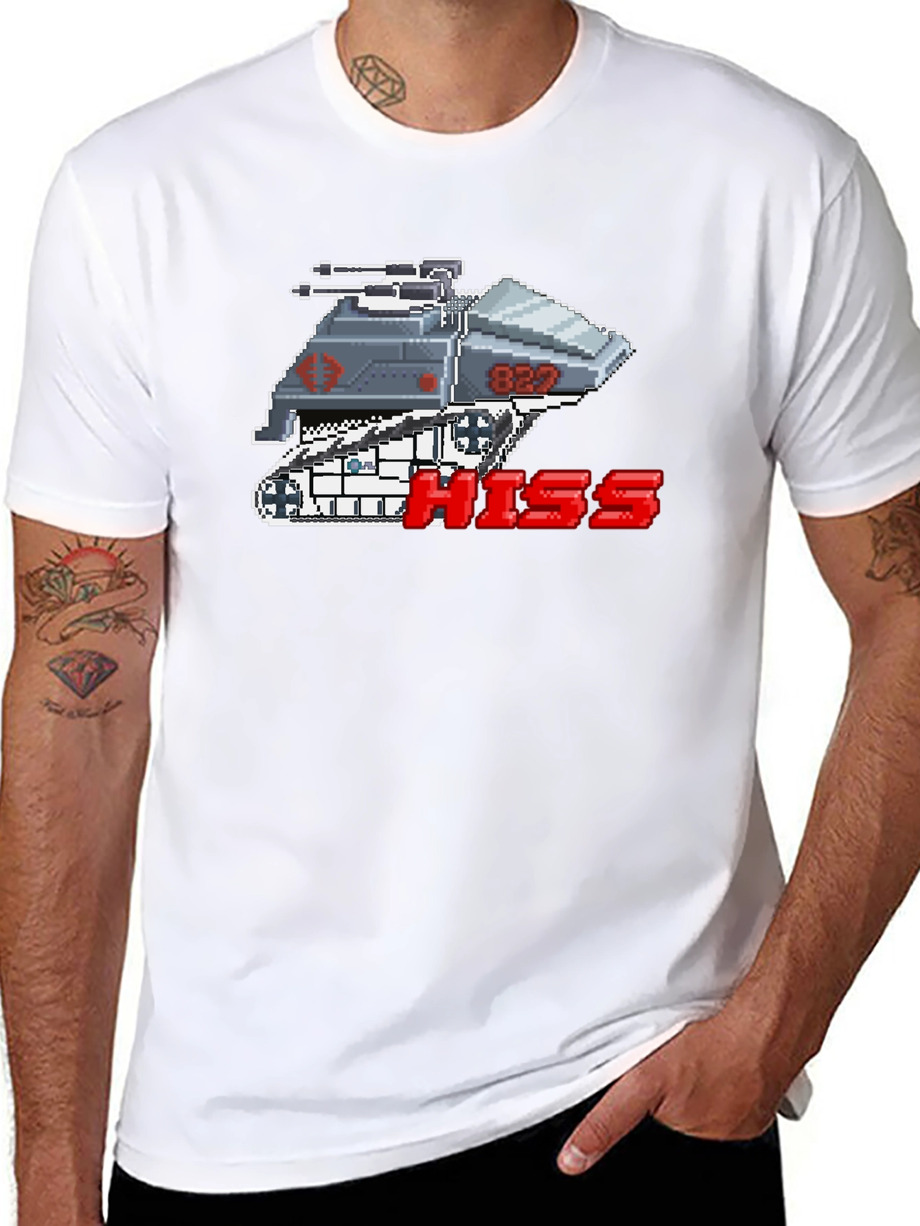 Camiseta Negra Pixelada HISS Cobra para Hombre