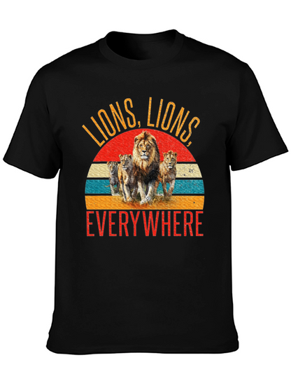 Camiseta Negra con Diseño de Leones