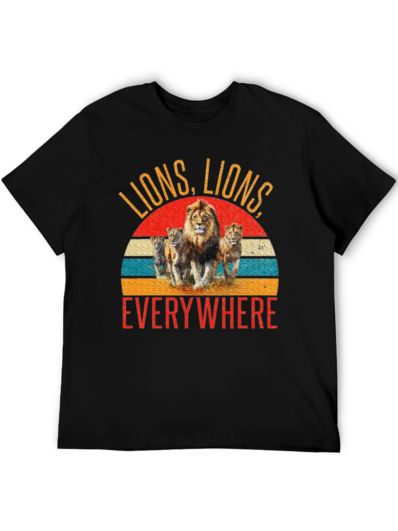 Camiseta Negra con Diseño de Leones