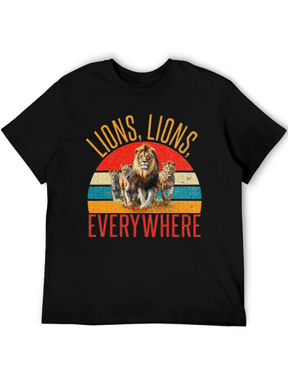 Camiseta Negra con Diseño de Leones