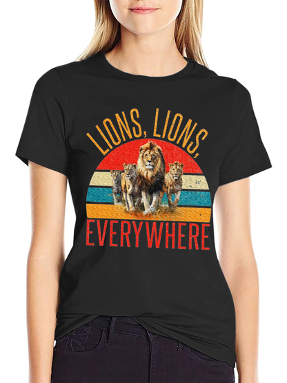 Camiseta Negra con Diseño de Leones