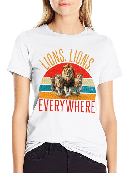 Camiseta Negra con Diseño de Leones