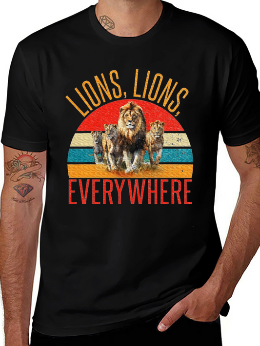 Camiseta Negra con Diseño de Leones