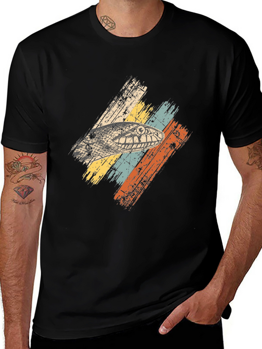 Camiseta Negra con Diseño de Serpiente Retro