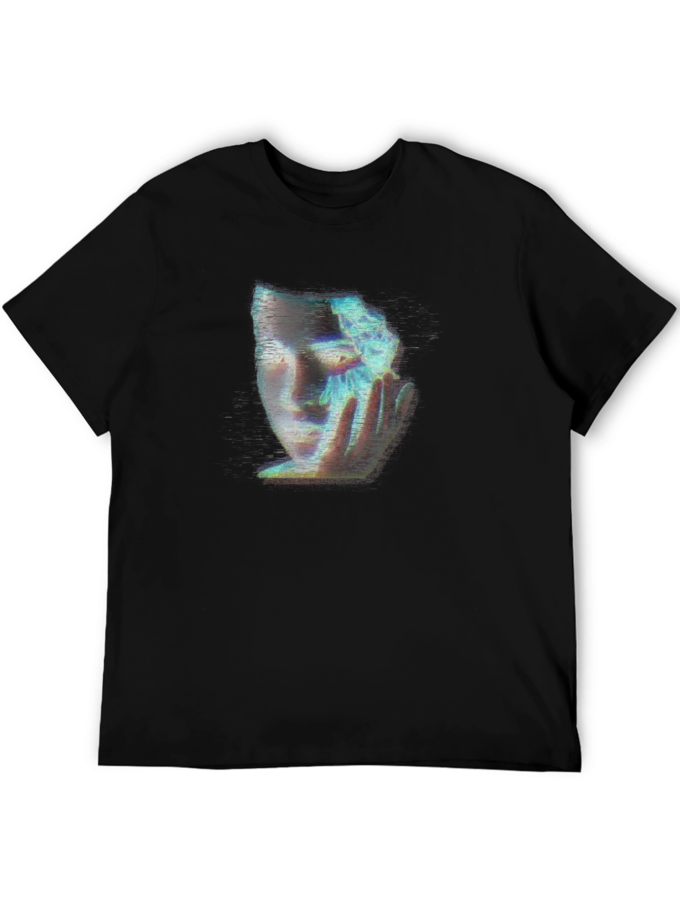 Camiseta Negra con Diseño Abstracto de Rostro Femenino