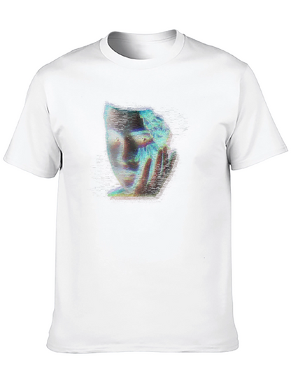Camiseta Negra con Diseño Abstracto de Rostro Femenino