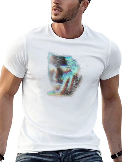 Camiseta Negra con Diseño Abstracto de Rostro Femenino