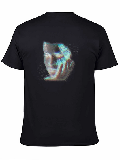 Camiseta Negra con Diseño Abstracto de Rostro Femenino