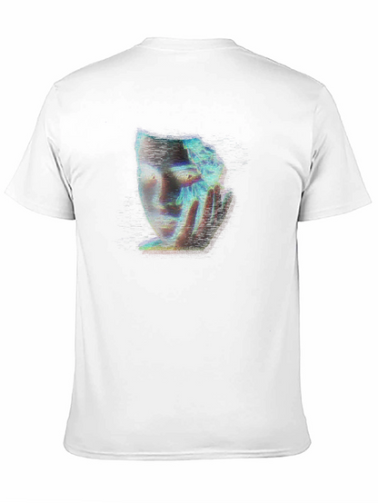 Camiseta Negra con Diseño Abstracto de Rostro Femenino