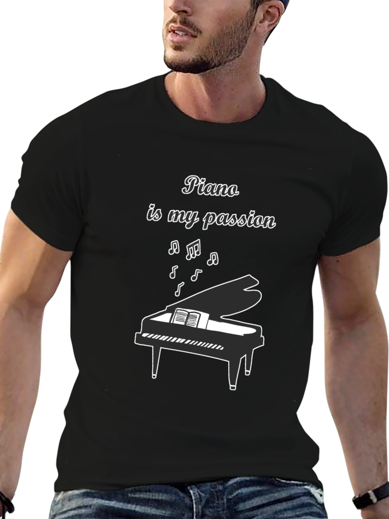 Camiseta Negra: Piano es mi Pasión