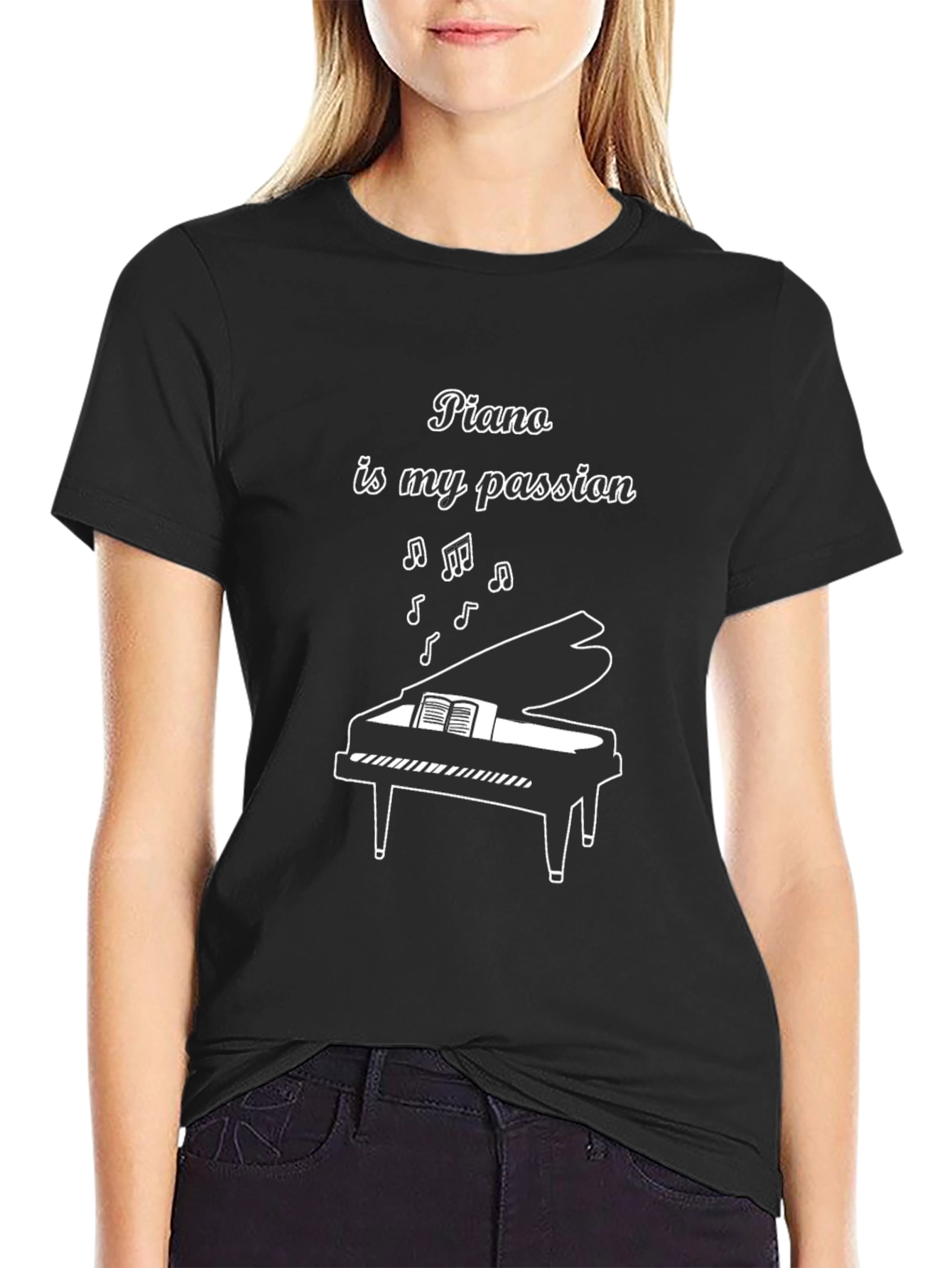 Camiseta Negra: Piano es mi Pasión