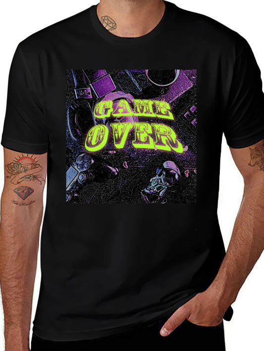 Camiseta Negra Game Over Estilo Retro Gaming