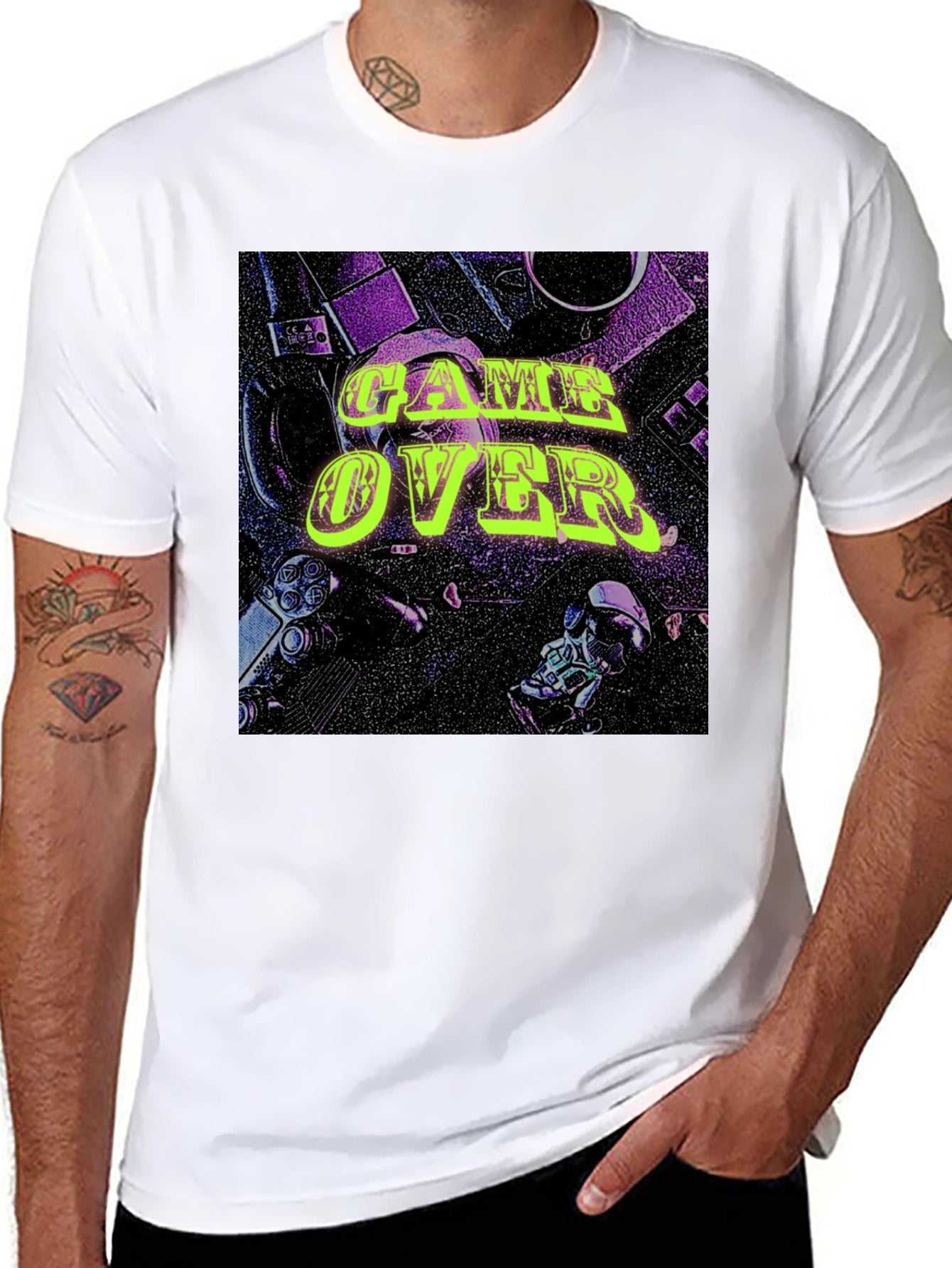 Camiseta Negra Game Over Estilo Retro Gaming