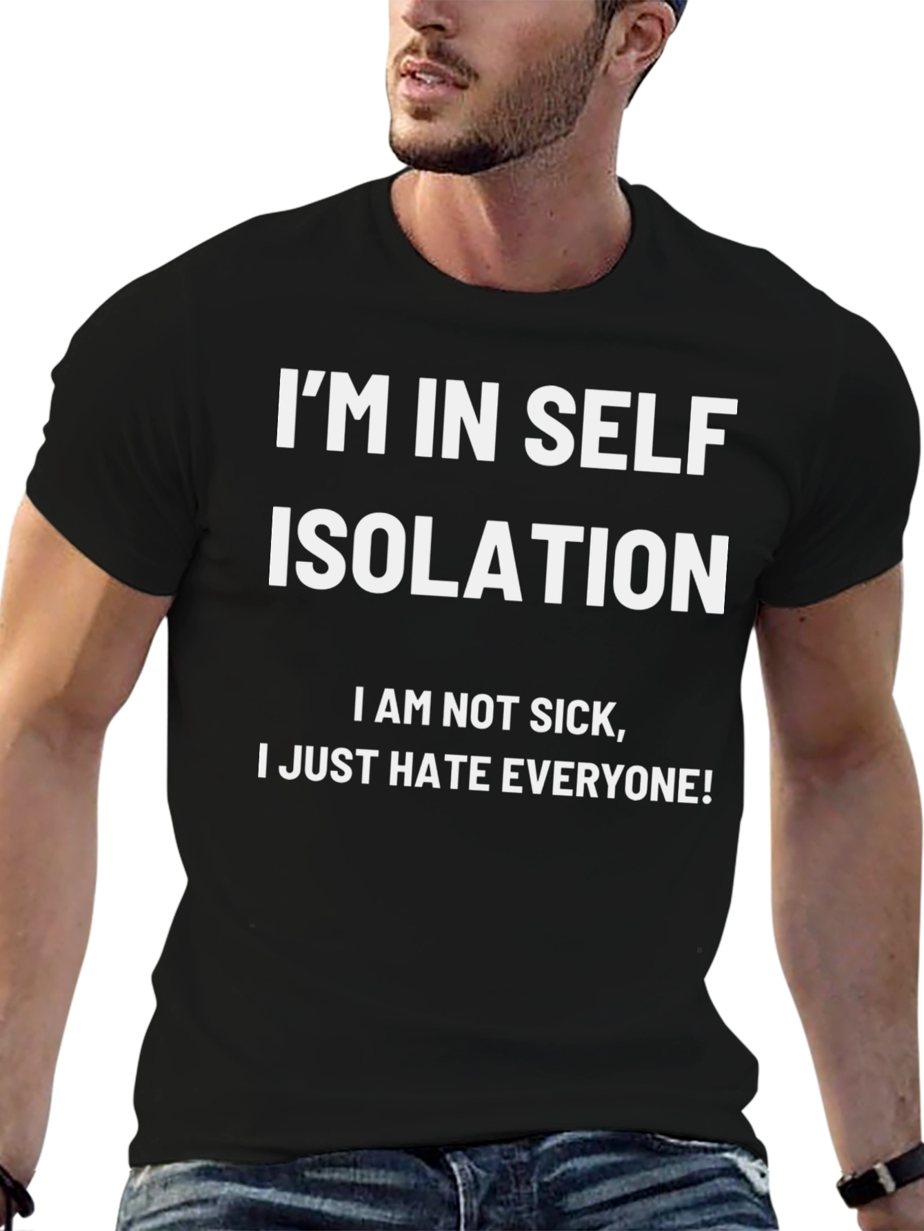 Camiseta Negra: Aislamiento Social con Humor