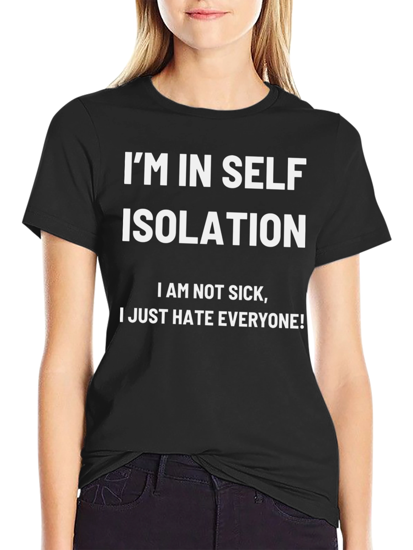Camiseta Negra: Aislamiento Social con Humor