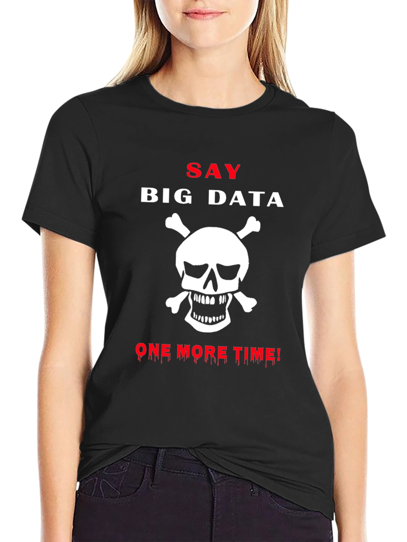 Camiseta Negra Big Data Calavera Hombre