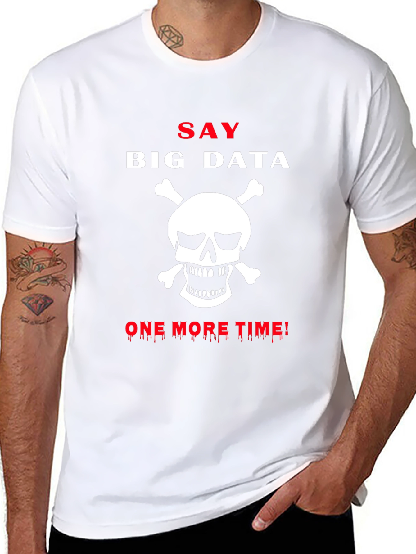 Camiseta Negra Big Data Calavera Hombre