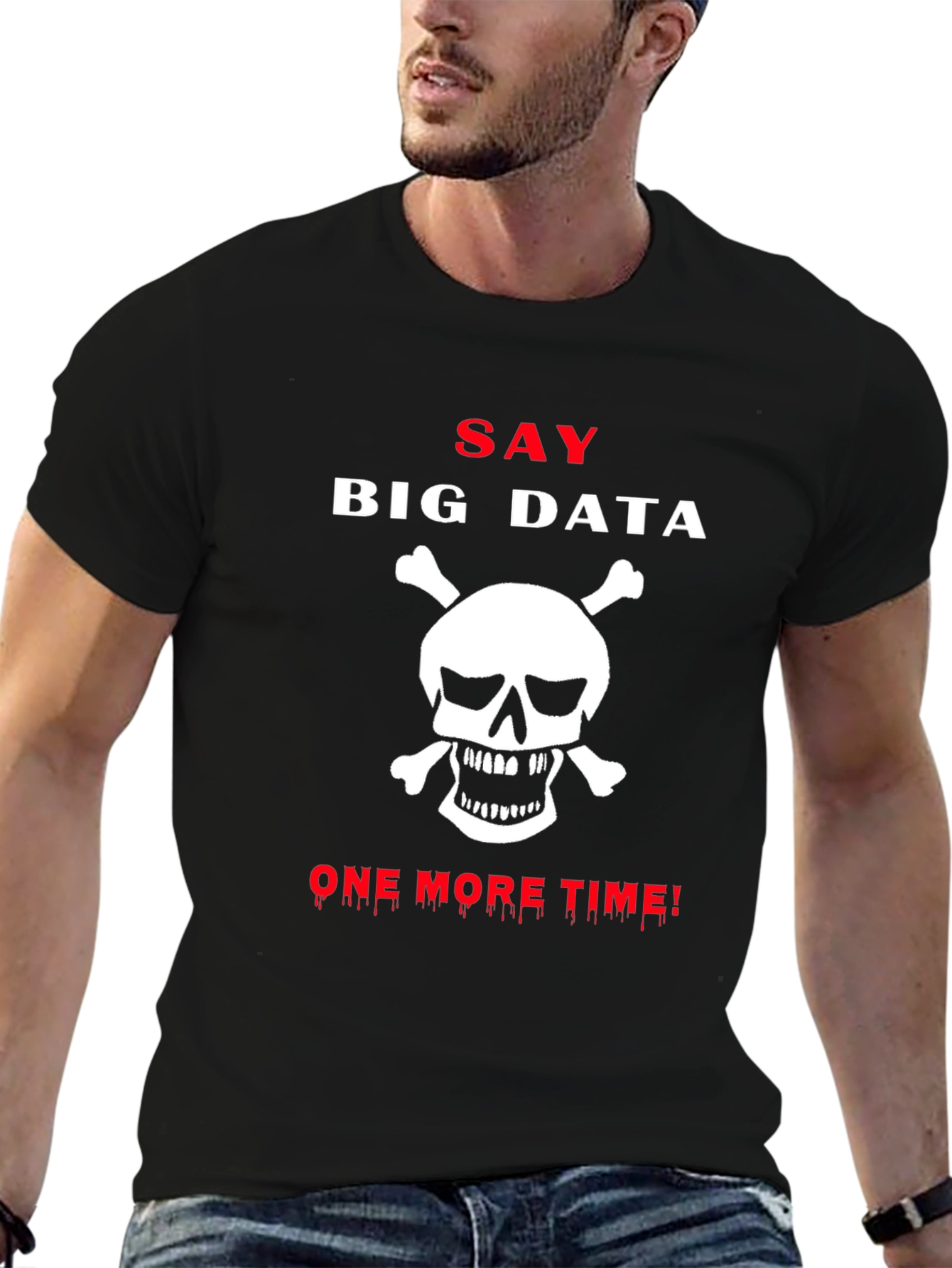 Camiseta Negra Big Data Calavera Hombre