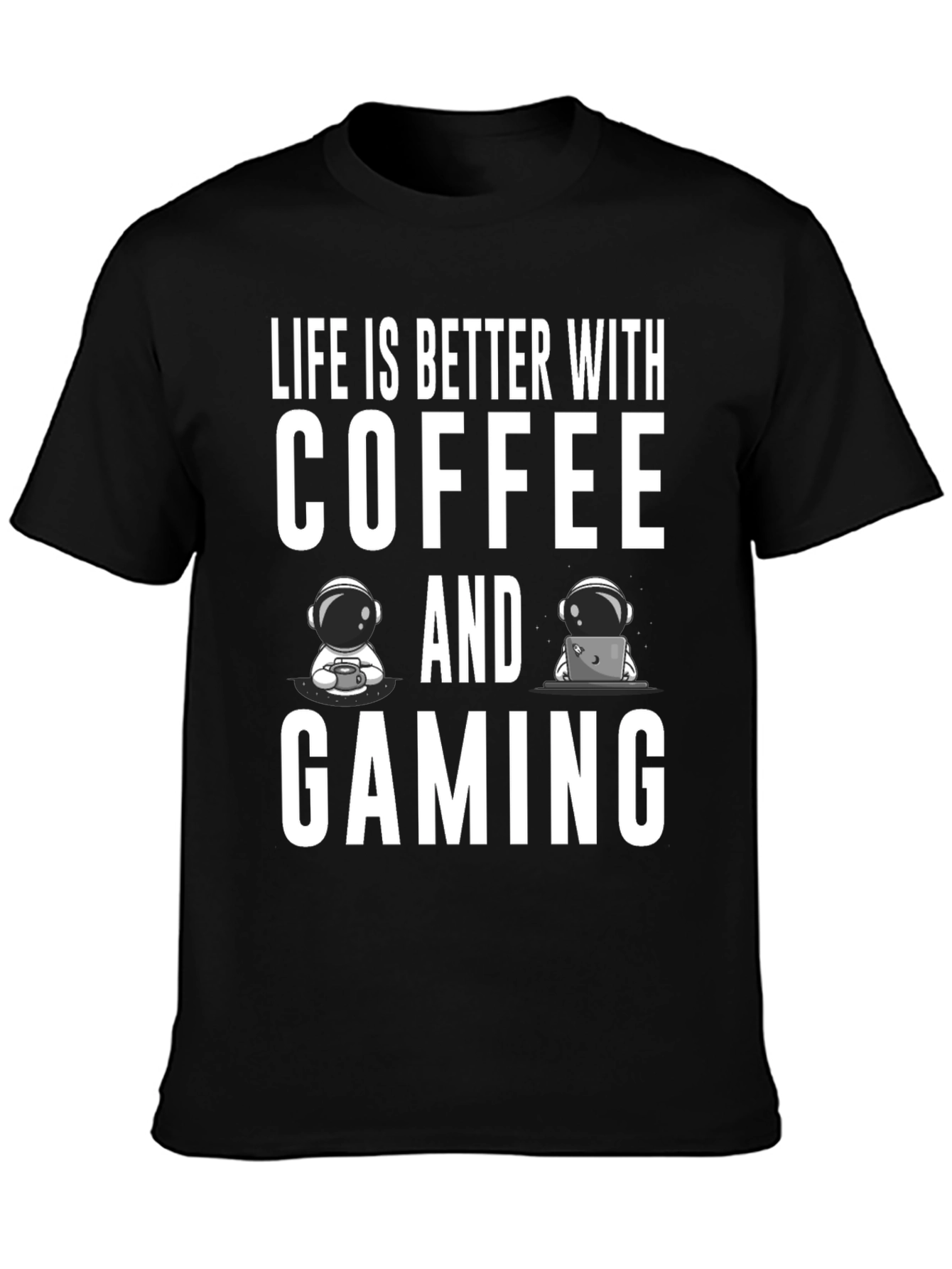Camiseta Negra: Café y Gaming - La Combinación Perfecta