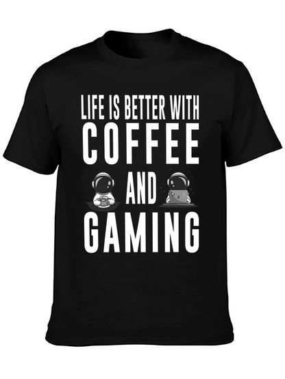 Camiseta Negra: Café y Gaming - La Combinación Perfecta